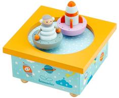 Trousselier - Roboter & Raumschiff - Tanzende Musikbox - Spieluhr - Ideales Geburtsgeschenk - 2 abnehmbare Figuren - Einfache Bedienung - Musik Moon River Musik - Farbe blau