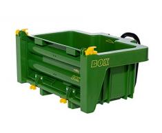 Rolly Toys rollyBox John Deere Traktoranhänger (Kippfunktion, Farbe grün, für Kinder von 3-10 Jahre, für Trettraktor) 408931