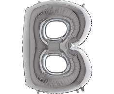 Ballon Buchstabe B in Silber - XXL Riesenbuchstabe 100cm - für Geburtstag Jubiläum & Co - Party Geschenk Dekoration Folienballon Luftballon Namen Wörter (Buchstabe B)