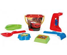 Wader 77642 Eimerset Eimergarnitur Disney Pixar Cars mit Eimer, Sieb, Sandmühle, Schaufel, Rechen und 2 Sandformen, 7 teilig, bunt