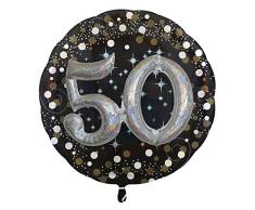 amscan 3215301 Multi Sparkling Birthday Folienballon, 50, 81 x 81 cm