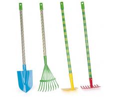 Small Foot 11175 Raupe Nimmersatt Gartenwerkzeuge-Set mit Spaten, Rechen, Harken und Laubbesen, in Kindergröße, für kleine Gartenfans ab 5 Jahren Spielzeug, Mehrfarbig