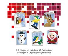 Pracht Creatives Hobby P90075-63501 Pixel Spaß Bastelset 37, für 6 Medaillons, Schlüsselanhänger, für Kinder, Jungen und Mädchen, ideal als kleines Geschenk, Mitgebsel, für den Kindergeburtstag, bunt