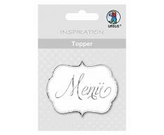 Ursus 56690010 - Topper Menü, 6,5 x 7,6 cm, 8 Stück, weiß/silber