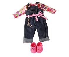 Götz 3402191 Kombination Denim Latzhose Charming - Set Puppenbekleidung Gr. XL - 6-teiliges Bekleidungs- und Zubehörset für Stehpuppen von 45 - 50 cm