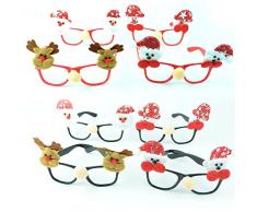 Shatchi Rahmen 4 Stück Partybrillen Weihnachten Kostümzubehör Weihnachten Sockenfüller Schneemann Weihnachtsmann Rentier Multi