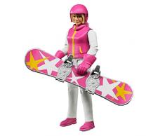 Bruder 60420 Minifigur-bworld Snowboardfahrerin mit Zubehör