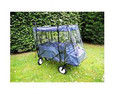 Bieco 22002117 Klappbarer Bollerwagen mit Dach und Regenschutz, blau, ca. 110 x 50 x 92 cm, bis 75 kg