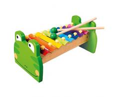 Bino & Mertens 86591-Holz-Metall Xylophon, mit 8 bunten Metall-Klangplatten und 2 Klöppeln. Für die ersten Versuche zu musizieren. Das Klangspiel bereitet Eltern und den Kleinen Vergnügen.