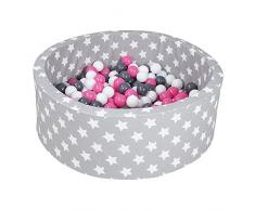 Knorrtoys 68160 - Bällebad Soft - Grey White Stars - 300 Bälle Creme/Grey/Rose