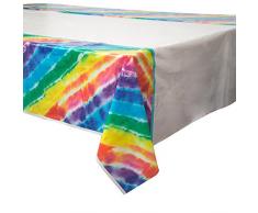 Unique Party 99103 Rainbow Tie Dye Kunststoff Tischdecke, 7 ft x 4.5 ft