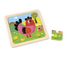 Janod J07064 Puzzle aus Holz 9 Teile, Huhn Violette