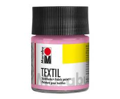 Marabu 17160005236 - Textil Stoffmalfarbe hellrosa 50 ml, Stoffdruckfarbe auf Wasserbasis, für helle Stoffe, waschbeständig bis 60°C, weicher Griff, einfache Fixierung durch Bügeln o. Backofen