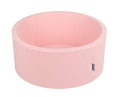 KiddyMoon Bällebad 90X40cm/KEINE Bälle Bällepool Ohne Bälle Für Babys Kinder Rund, Rosa:Grau/Weiß/Hellpink