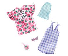 Barbie GHX61 GHX61-Fashions 2er-Pack Moden (Erdbeer-Print und Karos), Mehrfarbig