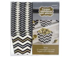 Amscan 146003 Mini Paper Cups Becher, Papier, Chevron Black, Gold, Silver
