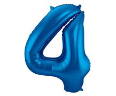Folat 631440 - Folienballon Zahl 4 - blau - ca. 86 cm