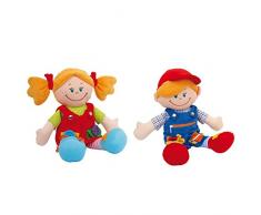 small foot 5576 Stoffpuppen Chiara & Massimo, Lernpuppen für die Schulung der Feinmotorik von Kleinkindern, 2er Set