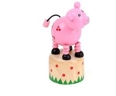 Small Foot 11156 Drückfigur Schwein aus Holz, FSC 100%-Zertifiziert, Mitgebsel Spielzeug, Mehrfarbig