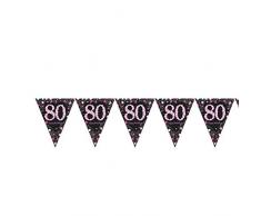 amscan 9901748 Wimpelkette Pink Celebration 80 Jahre