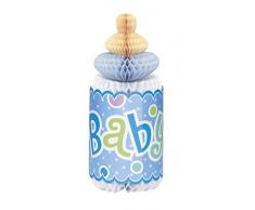 Unique Party Supplies Dekoration in Flaschenform zu Partys von werdenden Müttern, 30,5cm, mit blauem Punktmuster in Wabenstruktur