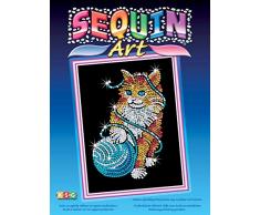 MAMMUT 8040430 - Sequin Art Paillettenbild Kätzchen, Katze, Steckbild, Bastelset mit Styropor-Rahmen, samtige Bildvorlage, Pailletten, Steckstiften, Anleitung, ab 8 Jahre