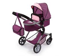 Bayer Design 18137AA City Neo Puppenwagen mit Wickeltasche und Einkaufskorb, Rosa/Pflaume/Einhornmotiv