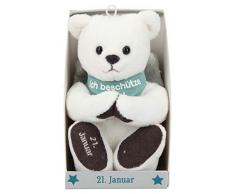 Depesche 8139.021 - Schutzengel Bär aus Plüsch, ca. 9 cm, mit Datum 21. Januar, Geschenk für Geburtstag, Jahrestag oder Hochzeitstag