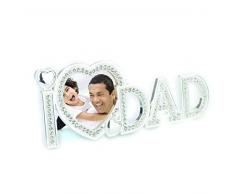 Gifts 4 All Occasions Limited SHATCHI-1320 Bilderrahmen mit AufschriftI Love Dad, Metall, 7,6 x 7,6 cm, Silberfarben