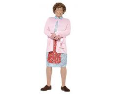 Smiffys 27076M - Mrs braun Padded Kostüm Kleid Cardigan Perücke Gläser Handkerchief und Mole, rosa
