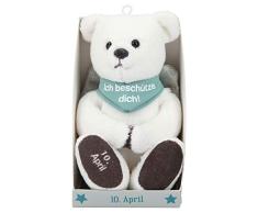 Depesche 8139.101 - Schutzengel Bär aus Plüsch, ca. 9 cm, mit Datum 10. April, Geschenk für Geburtstag, Jahrestag oder Hochzeitstag