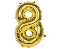 Boland 22028 Folienballon Zahl 8 Gold 86 cm