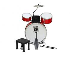 Concerto 708302 Schlagzeug Set mit 3 Trommeln, 2 Sticks, 1 Becken und Fußpedal, Kinderschlagzeug Komplettset, Drumset mit Hocker, Schlaginstrument zum Lernen, Musikinstrument für Kinder ab 3 Jahren