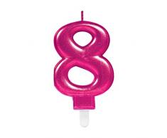 Amscan 9901776 Pink Party Kuchenkerze Kerze schimmernd Zahl 8
