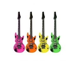 Shatchi 11504-Gitarren-Aufblasbar, 12 Stück, aufblasbare Gitarren, Requisite, Musik-Disco, Rock-Kostüm, Zubehör für Partytüten, Mehrfarbig