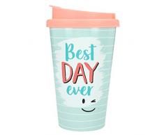 Depesche 2180.004 to-Go Becher aus Kunststoff mit Spruch, 350 ml, Best Day Ever, Mehrfarbig
