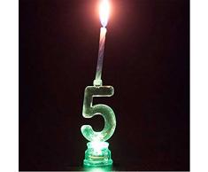 Gifts 4 All Occasions Limited SHATCHI-1249 Shatchi Zahl 5 LED-Beleuchtung mit Farbwechsel-Kuchen zum Geburtstag, Jahrestag, Tischdekoration, mehrfarbig