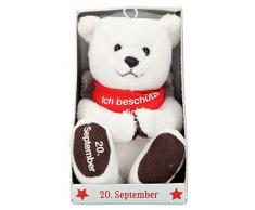 Depesche 8139.264 - Schutzengel Bär aus Plüsch, ca. 9 cm, mit Datum 20. September, Geschenk für Geburtstag, Jahrestag oder Hochzeitstag
