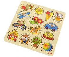 Goki 57576 - Steckpuzzle - Schaukelpferd, Ball