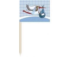 Folat Partypicker 50 St. Deko Geburt blau Junge Babyparty Partyfahne Partysp