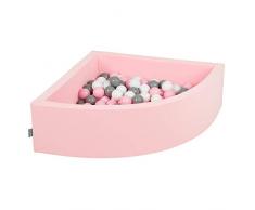 KiddyMoon Bällebad 90X30cm/300 Bälle Bällepool Mit Bällen ∅ 7Cm Für Babys Kinder Viertel Eckig, Rosa:Weiß/Grau/Rosa