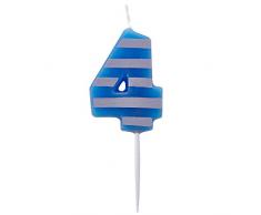 amscan 9900792 4,5 cm Punkte und Streifen Zahl 4 Geburtstag Kerze