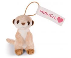 Nici 42781 Anhänger Erdmännchen hab Dich lieb mit elastischer Schlaufe, 11 cm, beige/weiß