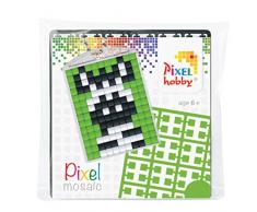 Pracht Creatives Hobby P23013 - Pixel Set Medaillon Zebra, Schlüsselring, Anhänger, für Kinder, Jungen und Mädchen, ideal als kleines Geschenk, Mitgebsel, für den Kindergeburtstag