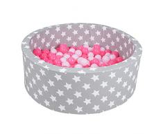Knorrtoys 68162 - Bällebad Soft - Grey White Stars - 300 Bälle Soft pink