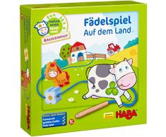 Haba 5580 - Meine erste Spielwelt Bauernhof Fädelspiel auf dem Land, liebevoll gestaltetes Lernspiel und Motorikspielzeug ab 18 Monaten, Holzspielzeug mit Bauernhofmotiven