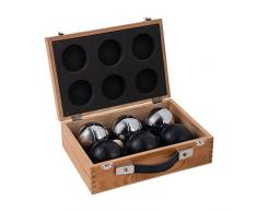 Weiblespiele 010208 - Boules-Set in Holzkiste, 6-teilig, schwarz/Silber