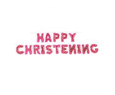 Gifts 4 All Occasions Limited SHATCHI-1178 Shatchi 43,2 cm Mädchen Taufe wiederverwendbare Herzen Design Folie Pink Letter Helium Luftbefüllt Party Feier Supplies Ballons Dekoration