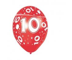 Folat 19310 Luftballons Zahl 10 drucken, 5 Stück