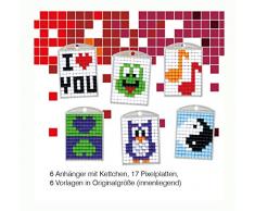 Pracht Creatives Hobby P90006-63501 - Pixel Spaß Bastelset 1, für 6 Medaillons, Schlüsselanhänger, für Kinder, Jungen und Mädchen, ideal als kleines Geschenk, Mitgebsel, für den Kindergeburtstag